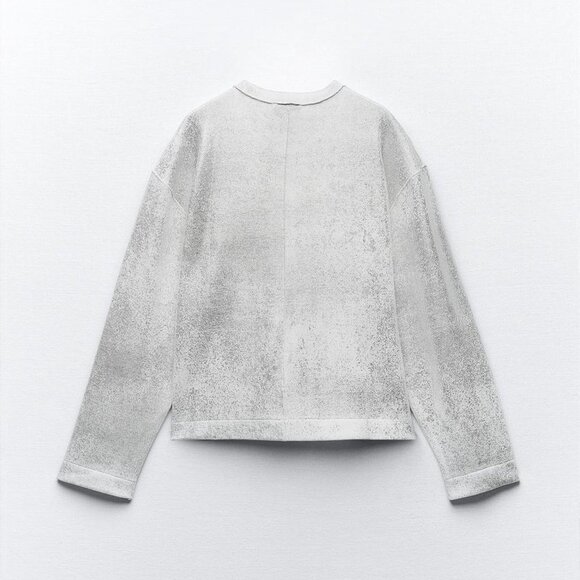 BNWT ZARA SOFT METALLIC SWEATSHIRT OVERSIZED ROUND NECK LONG SLEEVE SILVER SMALL - Picture 9 of 10